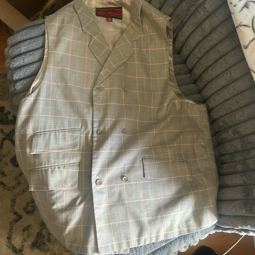 Men's Grey plaid Vitaliano Shirt Vest - Picture 4 of 6